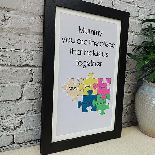 Personalisiertes Mom & Dad Puzzle Pieces Namensschild Geschenk für Mami