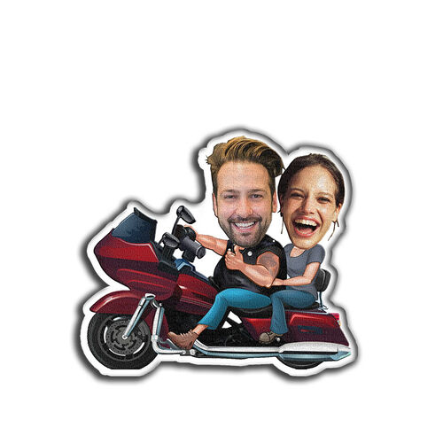 Custom Face Pillow Riding Motorcycle 3D Portrait Personalized Photo Pillow Funny Gifts for Couple