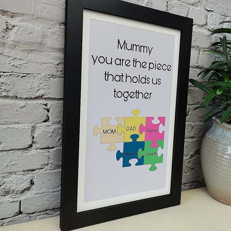 Personalized Mom & Dad Puzzle Pieces Name Sign Gift For Mummy