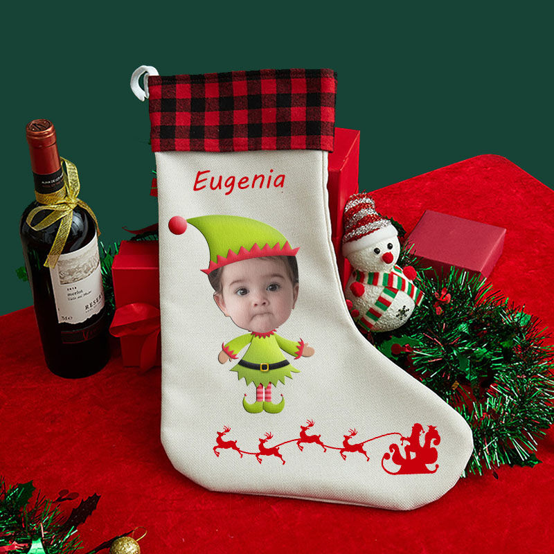 Personalized Custom Face Christmas Stockings Cute Children Christmas Cartoon Image Funny Gift