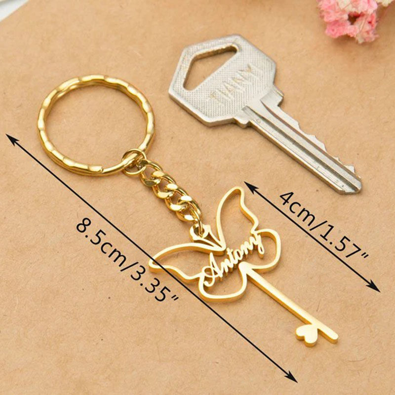 Personalized Name Exquisite Butterfly Keychain for  Girlfriend