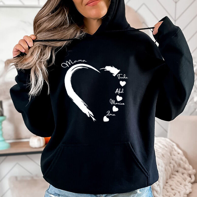 Personalized Hoodie with Custom Name of Heart for Mother's Day