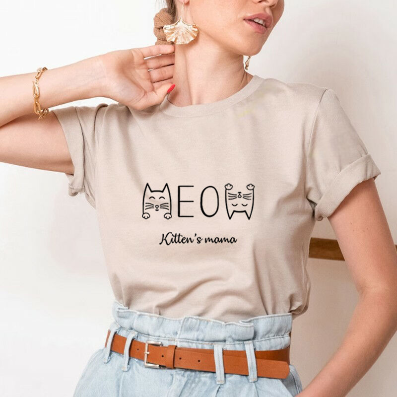 Personalized T-shirt Meow of Clever Cute Kitten Design Lovely Gift for Kitten's Mama