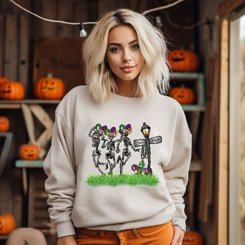 Funny Sweatshirt with Aboriginal Ghost Patterns Next To Street Lamp Creative Gift for Her