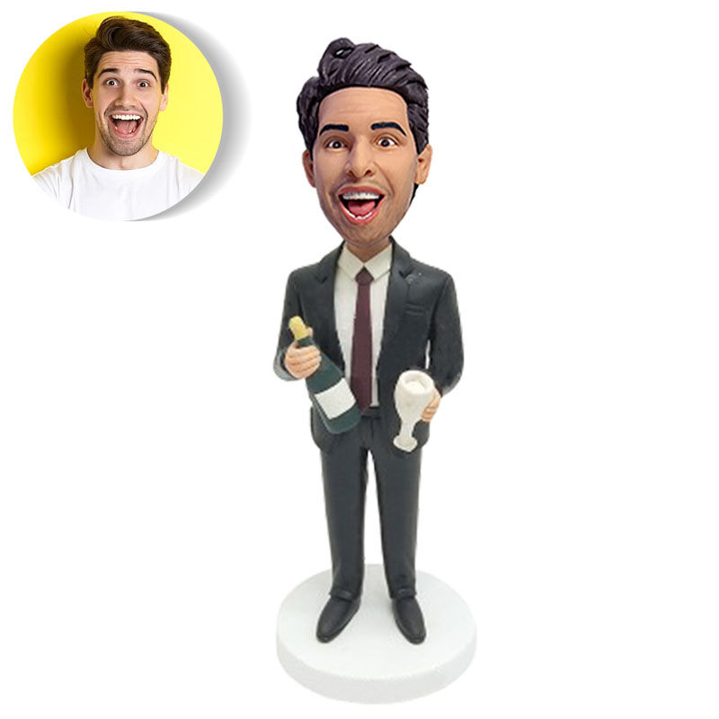 Personalized Bobblehead Doll With Custom Head Of Man In Suit