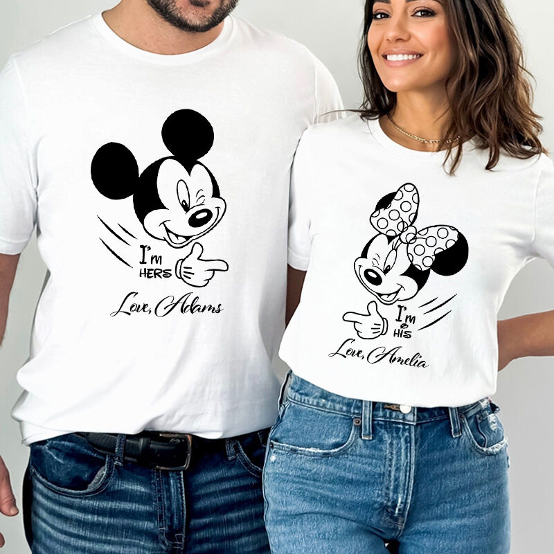 Camiseta personalizada de ratón de dibujos animados con palabras para amantes