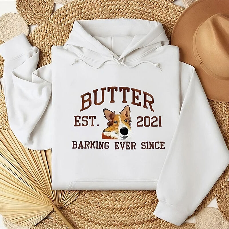 Personalisierte Hoodie bestickt benutzerdefinierte Haustier Kopf Foto Bellen immer seit perfektes Geschenk für Tierliebhaber