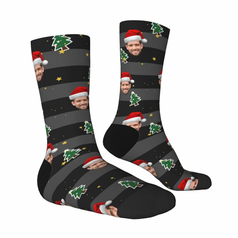 Chaussettes personnalisées pour hommes avec motif d'arbre de Noël, cadeau de Noël pour lui