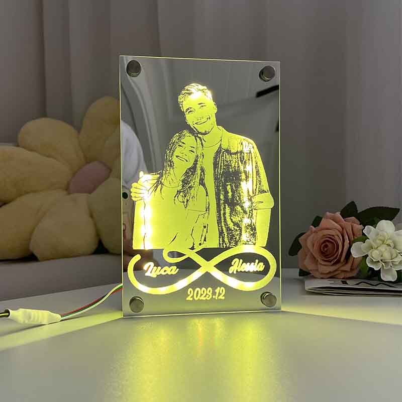 Personalized Mirror Lamp Customized Couple Photo Romantic Valentine's Day Gift For Him