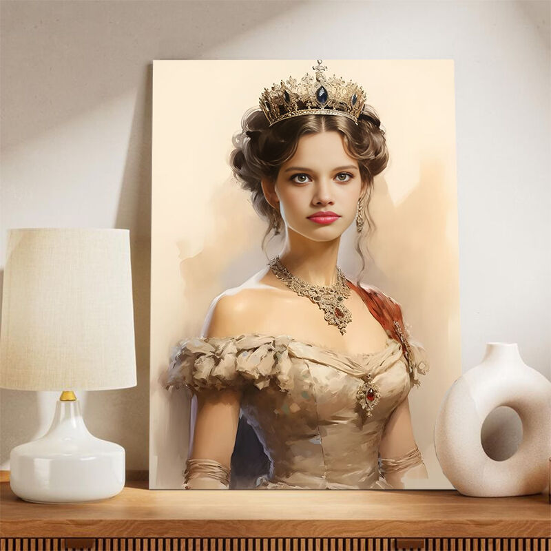 Personalized Royal Princess Portraits with Custom Face Swap Beautiful Gift for Sister