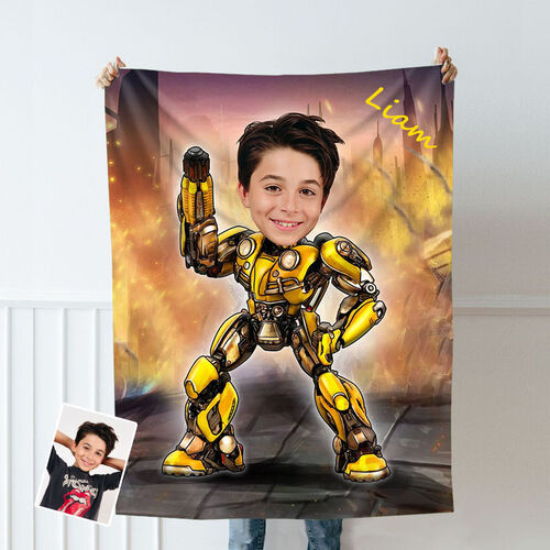 Personalized Custom Photo Blanket Anime Characters Battlefield Ruin Background Flannel Blanket Gift