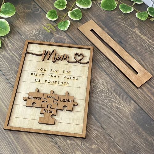 Personalized Family Name Puzzle Frame "You Are The Piece That Holds Us Together" for Mother's Day