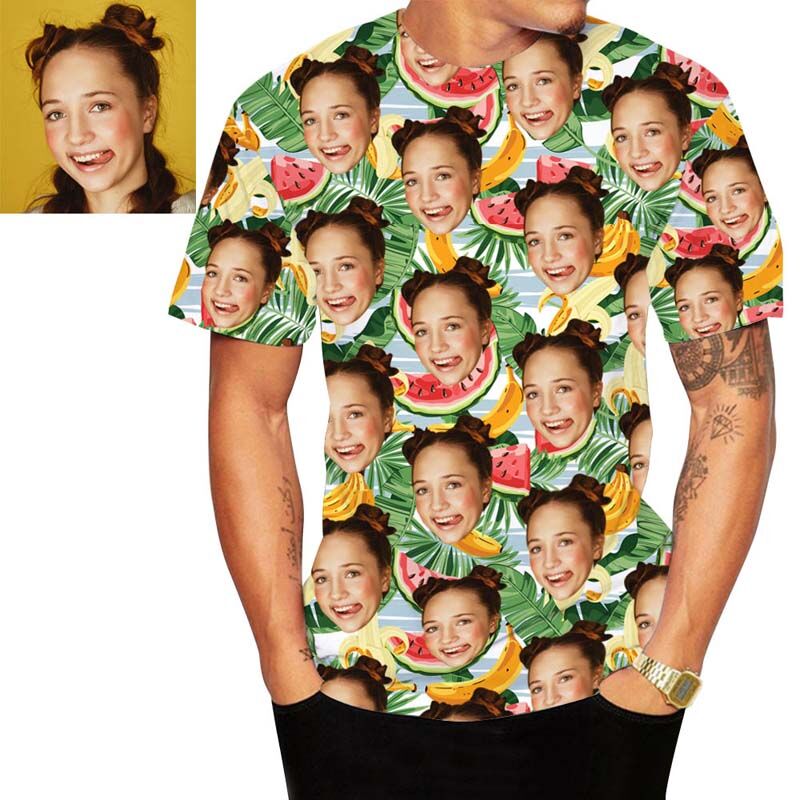 T-shirt hawaïen personnalisé avec fruits et feuilles