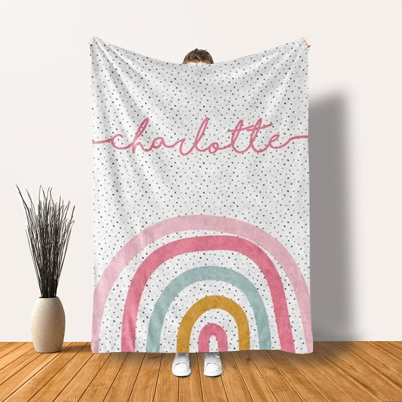 Personalized Name Blanket with Rainbow Pattern