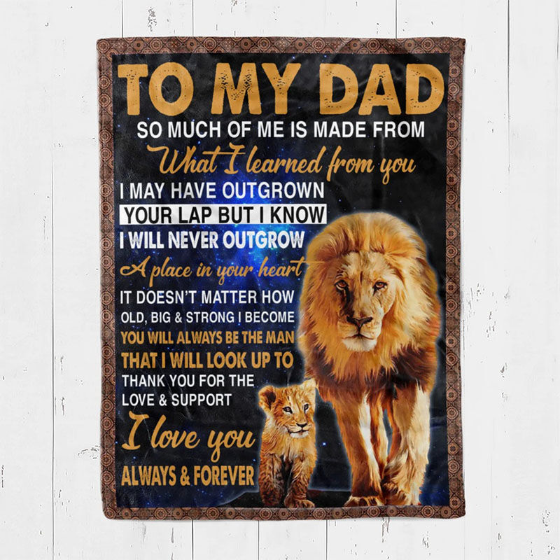 Personalized Flannel Letter Blanket Lion Star Pattern Blanket Gift from Kids for Dad