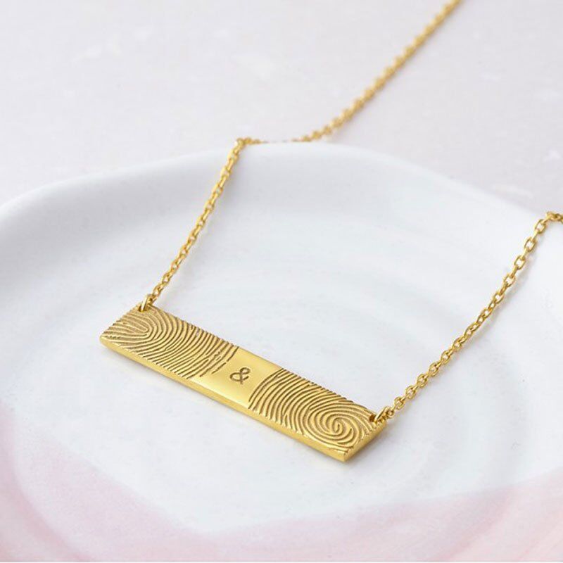 Personalized Fingerprint Jewelry of Double Fingerprint Necklace Engraved Sign