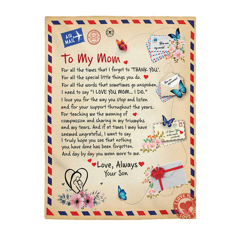 Personalized Love Letter Blanket to Mom "Love Always"