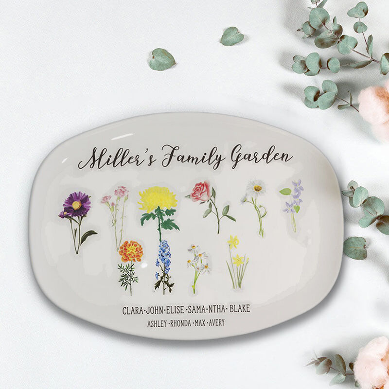 Custom Birthflower And Name Plate Beautiful Gift "Family Garden"