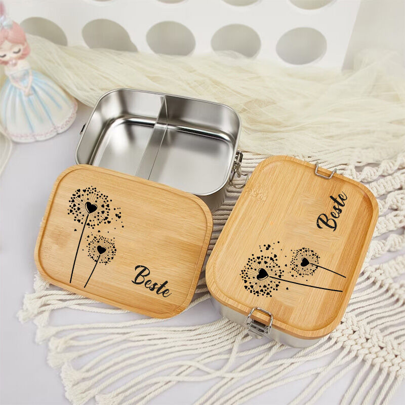 Personalized Lunch Box Custom Name With Simple Dandelion