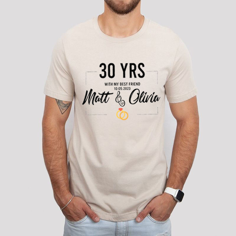 Personalized T-shirt with Custom Name and Date Unique Anniversary Design for Best Husband