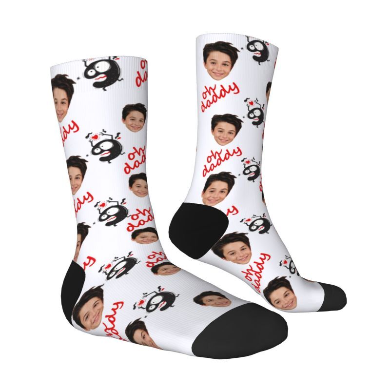 Customizable Face Socks with Monster Printed Add Child’s Photo for Dad