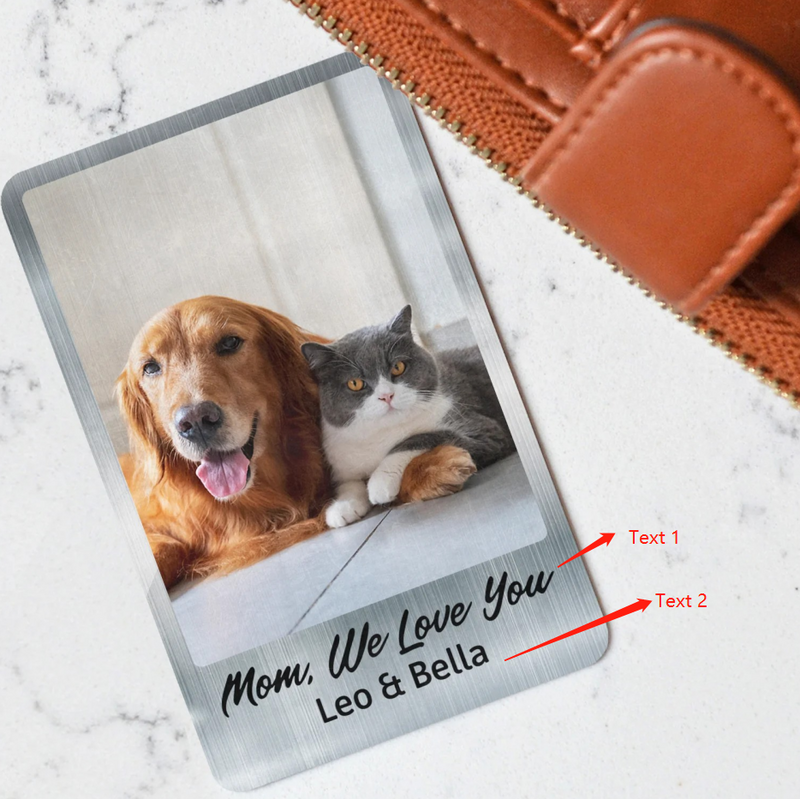 Personalized Aluminum Wallet Card Customized Photo Warm Gift For Father's Day