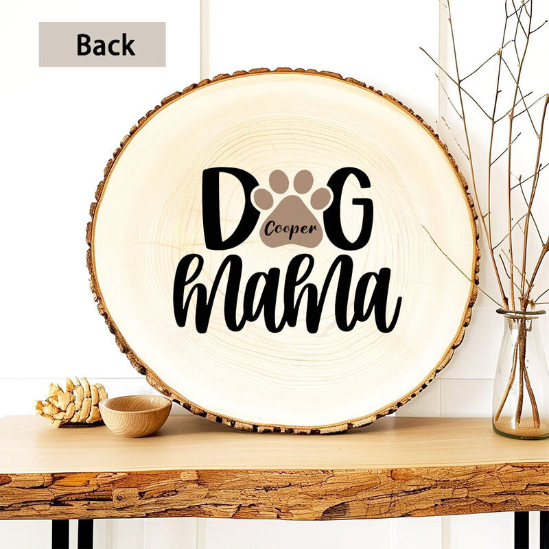 "Dog Mama" Personalized Wooden Oval Photo Frame for Pet Lover