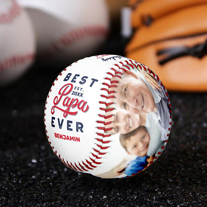 Personalisierbarer Baseball mit Fotos und Jahr Geburtstagsgeschenk für Papa