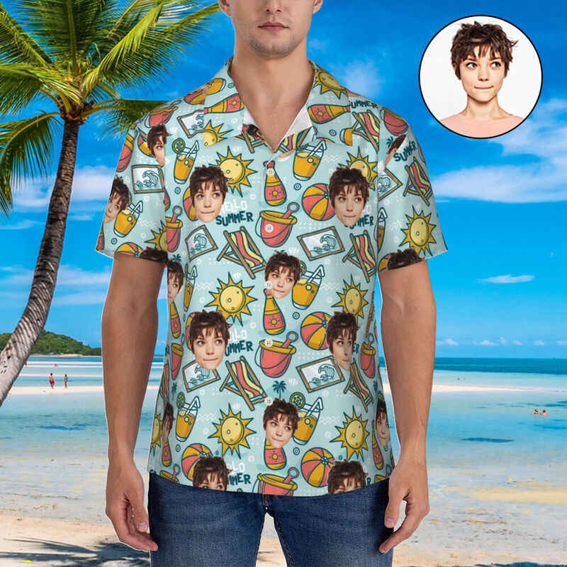 Camicie hawaiane personalizzate da uomo con stampe sulla spiaggia per famiglia