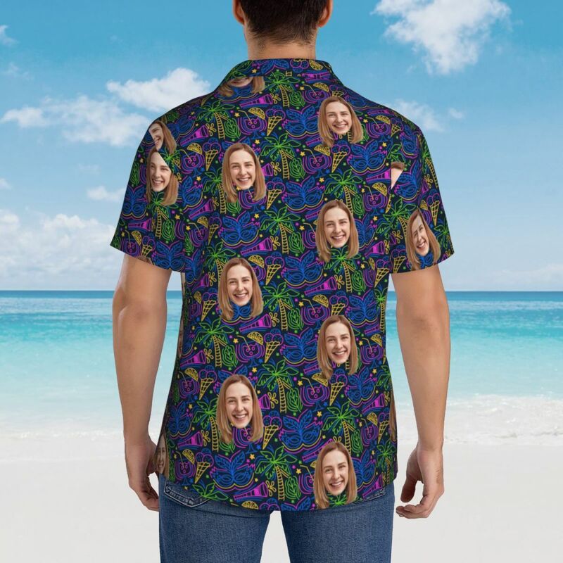 Camicie hawaiane personalizzate Foglie d'estate Camicia da spiaggia Aloha personalizzata per uomo