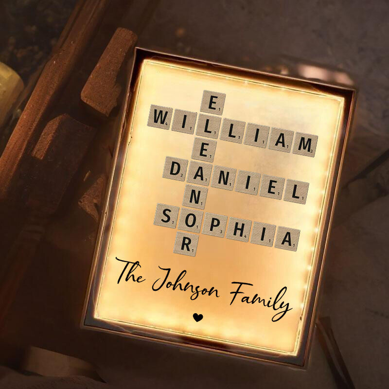 Personalized Name Scrabble Mirror Lamp Best Gift for Dear Family