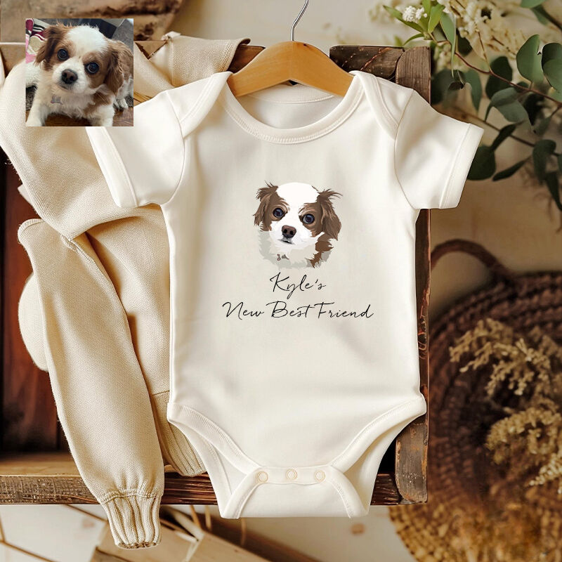 Onesie bébé personnalisé avec photo d'animal de compagnie aquarelle Cadeau de naissance adorable pour les amoureux des animaux de compagnie