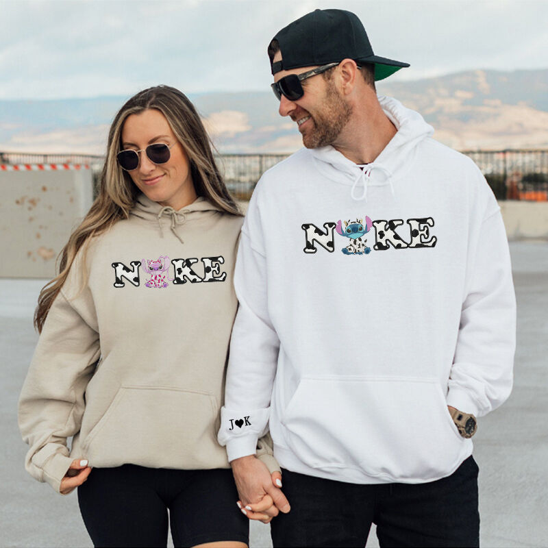 Personlig Hoodie Broderad Stitch Söt ko Kostym Tema Font Design Kreativ gåva för älskare