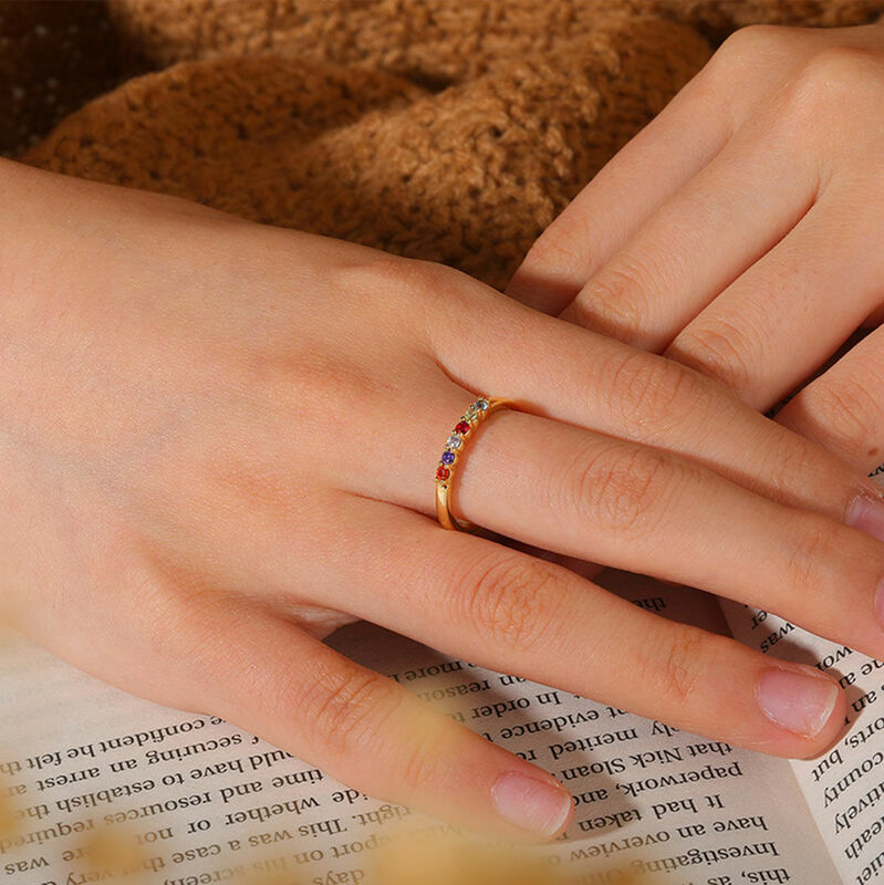 Bague personnalisée à 2 pierres de naissance Cadeau exquis pour la fête des mères