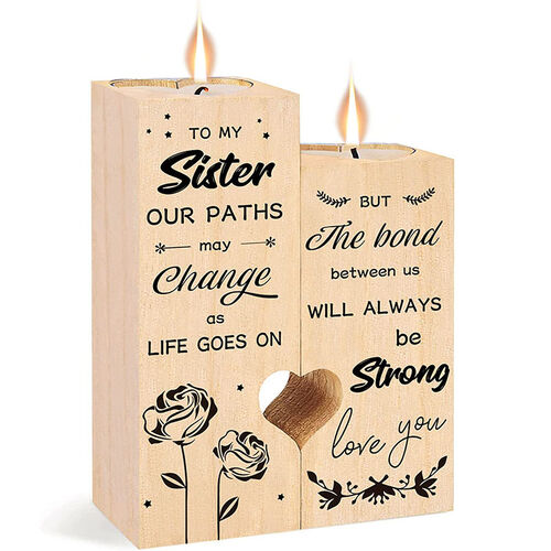 Presents for Sister Wooden Candle Holder Gift