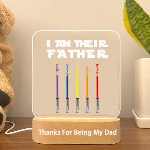 Personalized Acrylic Plaque Lamp with Custom Name Lightsaber for Dear Dad