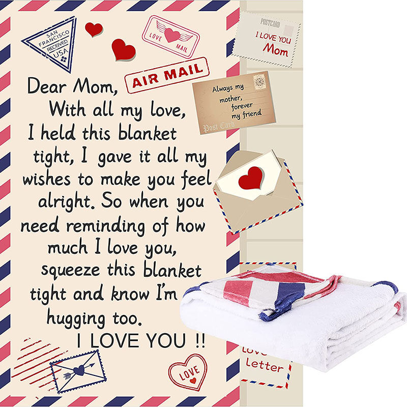 Personalized Flannel Letter Blanket Envelope Heart from Daughter Son to Mom