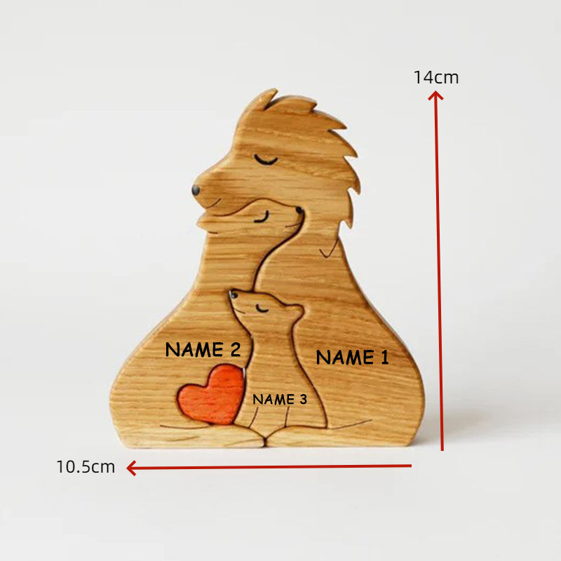 Custom Names Lion Family Wooden Puzzle With Heart Christmas Gifts