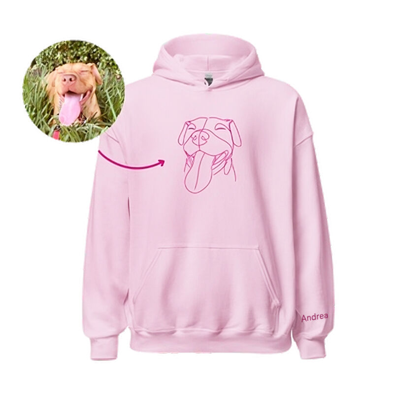 Personalized Hoodie Custom Embroidered Line Outline Picture and Name Great Gift for Pet Lover