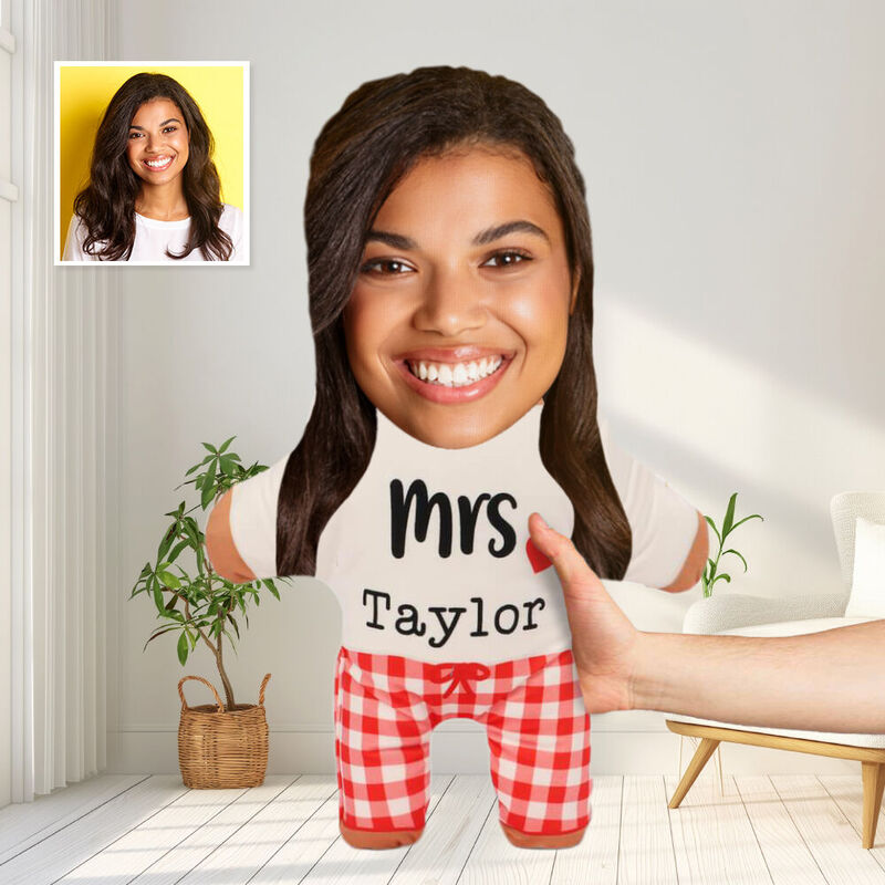 Coussin personnalisé pour le visage Ajouter le nom de la femme Coussin photo Cadeau de la Saint-Valentin pour elle