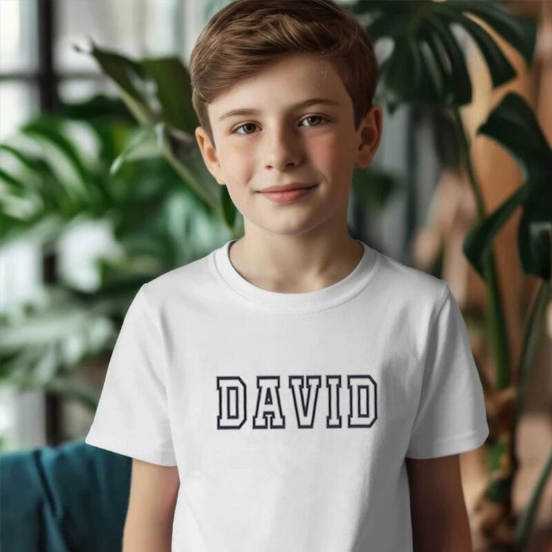 Personalized Kids Embroidered T-Shirt Custom Line Name Gift For Children