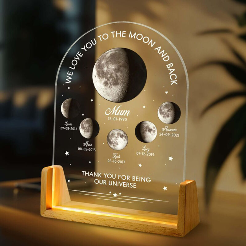 Personalized Moon Phase Picture Night Light with Custom Name Funny Present for Parents