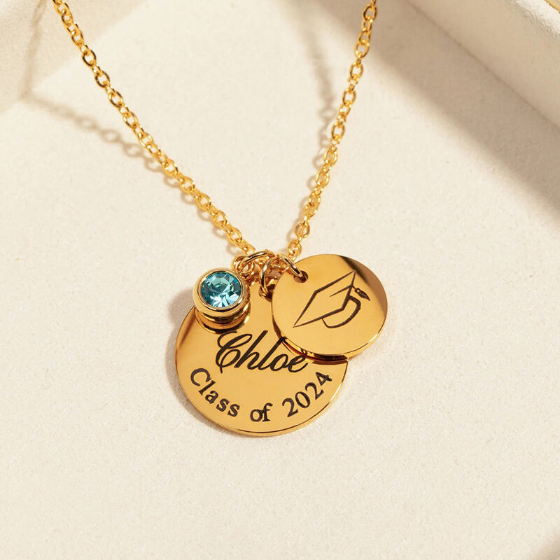 Collier disque personnalisé avec chapeau de célibataire Cadeau pour jeunes diplômées