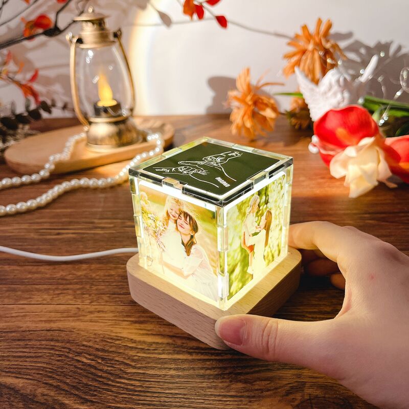 Personalized Name Acrylic Magic Cube Light with Custom Photo Funny Gift for Mother's Day