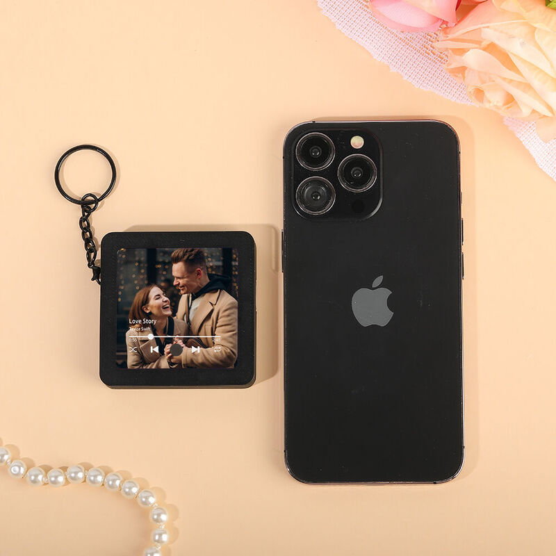 Porte-clés photo personnalisé Boîte à musique Cadeau créatif pour votre amour
