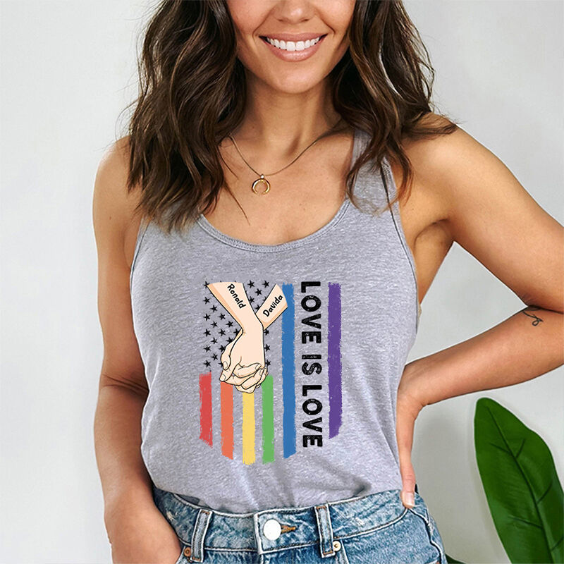 Personalized Tank Top Love Is Love Hold Your Hand Design Perfect Gift for LGBT Lover