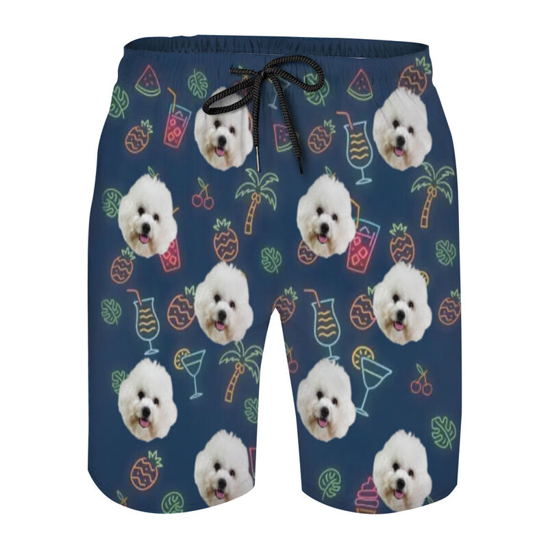 Personalized Picture Men's Beach Shorts with Drink Pattern Trendy Gift for Friends