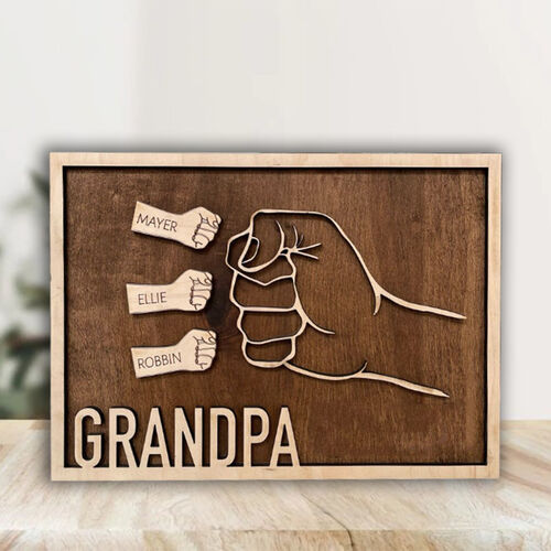 Personalized Name Puzzle Frame with Fist Bump Pattern for Grandfather