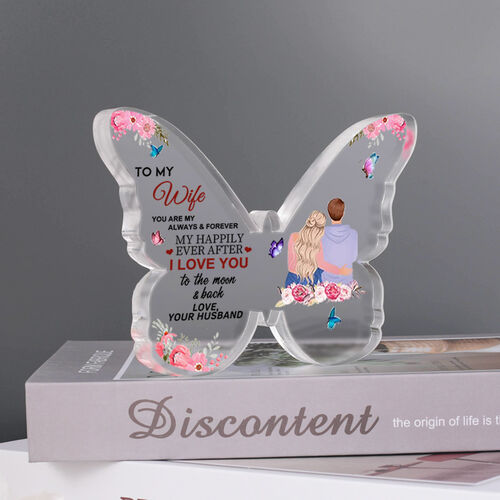 Gift for Wife "You Are My Always & Forever" Butterfly Shaped Acrylic Plaque
