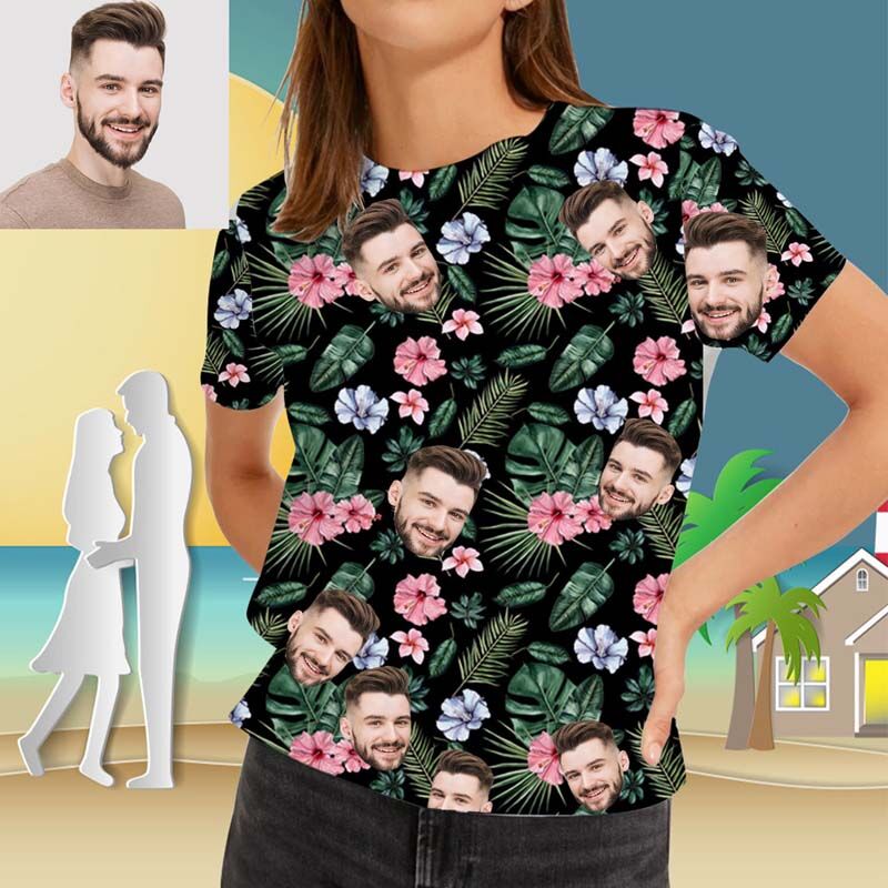 "Beautiful Flower Cluster" Custom Face Women's Hawaiian T-Shirt